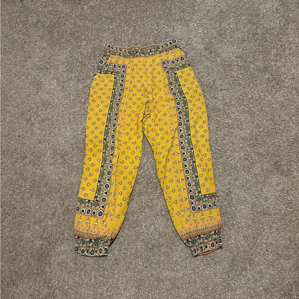 FARM Rio Yellow Printed Elastic Waist Jogger Pants